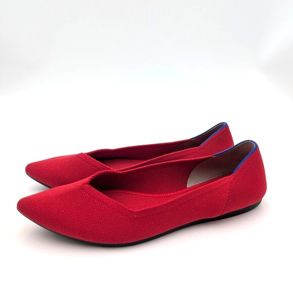 Rothy’s The Point II Pointed Toe Flat Shoes Women's Bright Red Size US8.5 EU39 - Picture 1 of 11